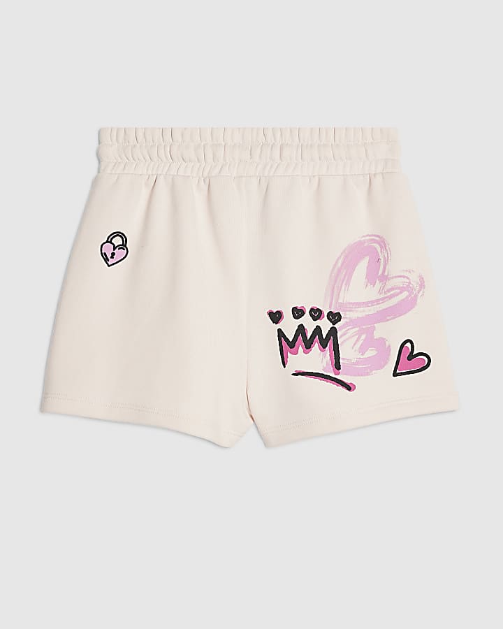 Girls Pink Graffiti Icon Shorts