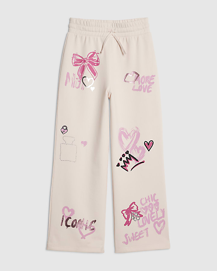 Girls Pink Graffiti Icon Joggers