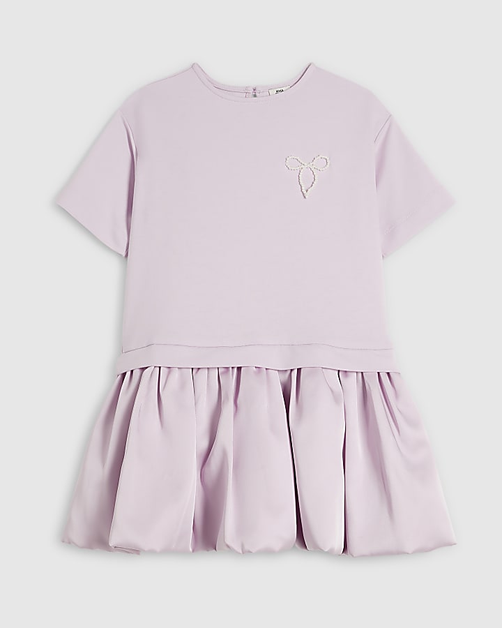 Girls Purple Bubble Hem Skirt Dress