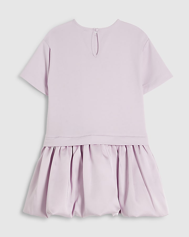 Girls Purple Bubble Hem Skirt Dress