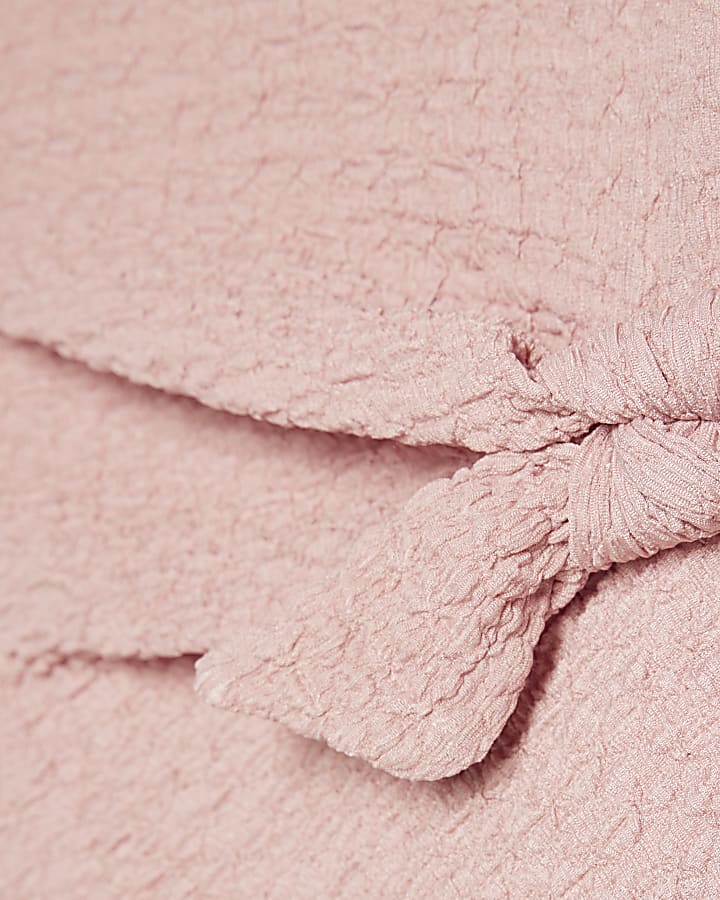 Mini Girls Pink Textured Wide Leg Set