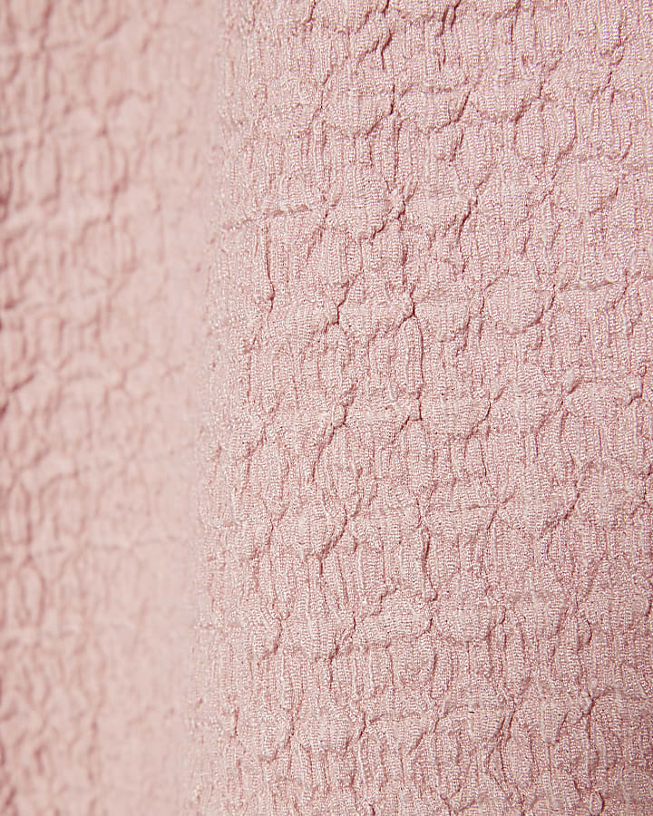 Mini Girls Pink Textured Wide Leg Set