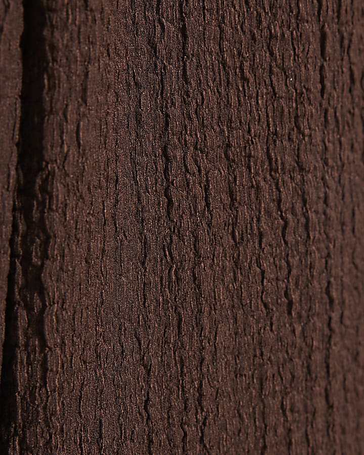 Mini Girls Brown Textured Wide Leg Set