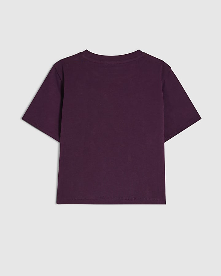 Girls Purple Bow Charm Short Sleeve T-Shirt