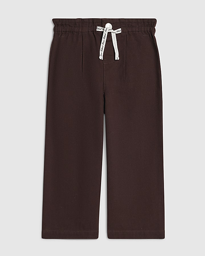 Mini Girls Brown Wide Leg Jeans