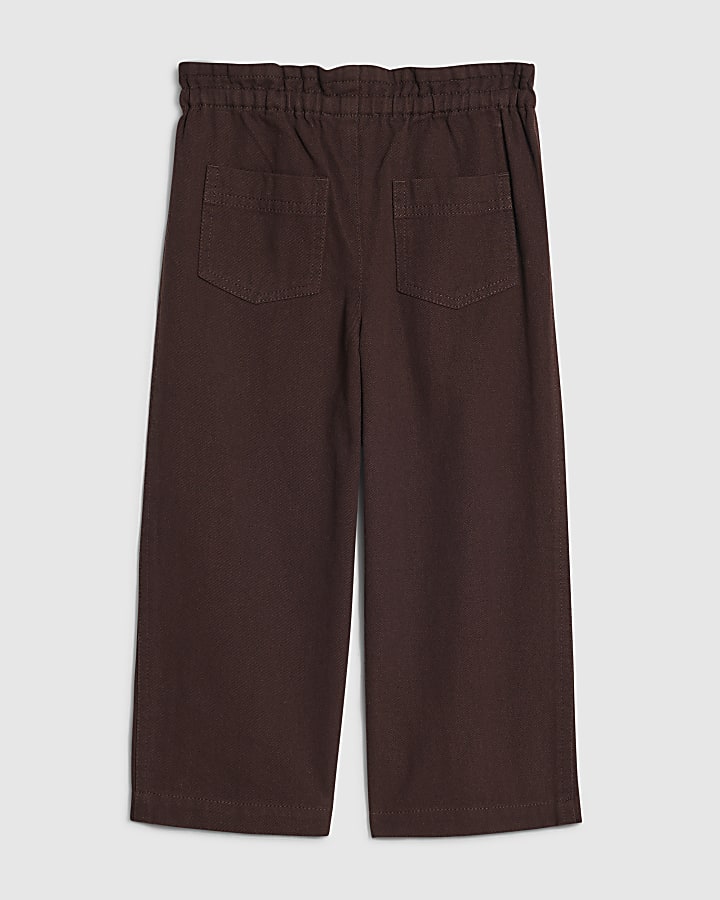 Mini Girls Brown Wide Leg Jeans