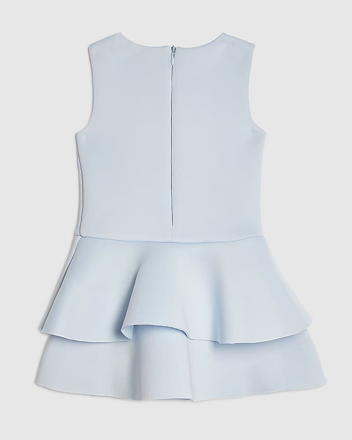 Mini Girls Blue Bow Frill Dress