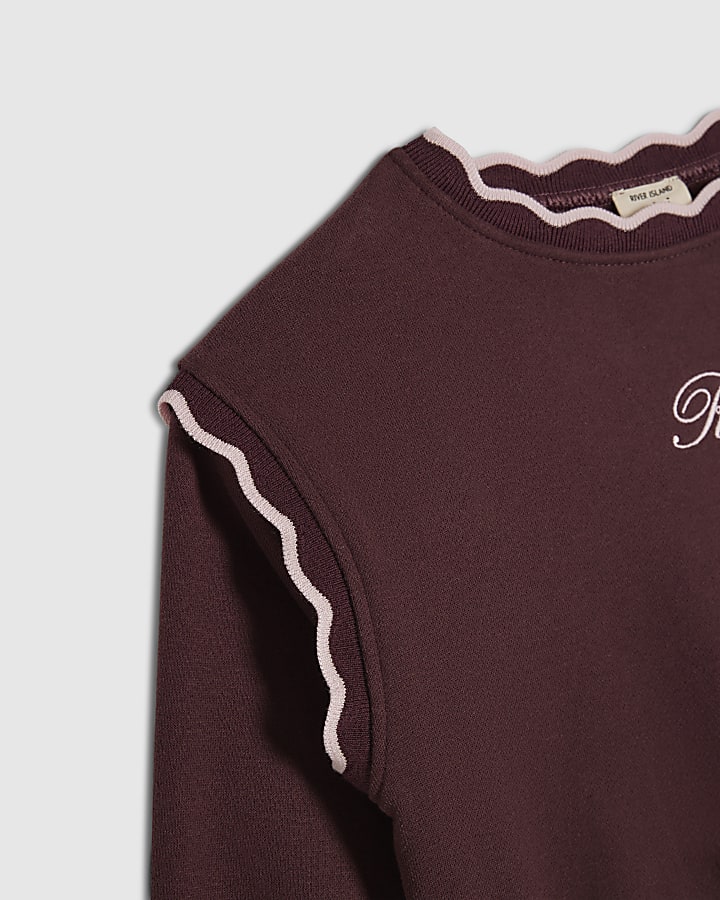 Mini Girls Red Scallop Edge Sweatshirt