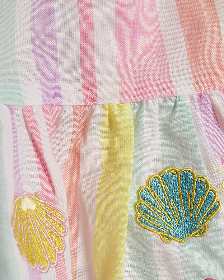 Mini Girls Multi Colour Stripe Bow Dress