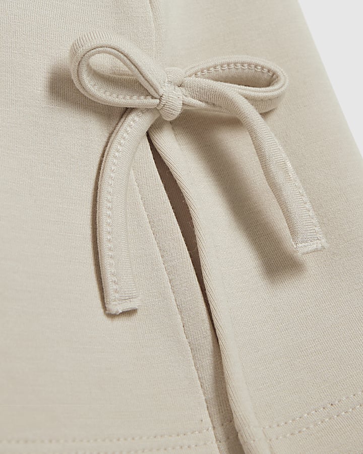 Girls Cream Premium Fold Over Flared Trousers