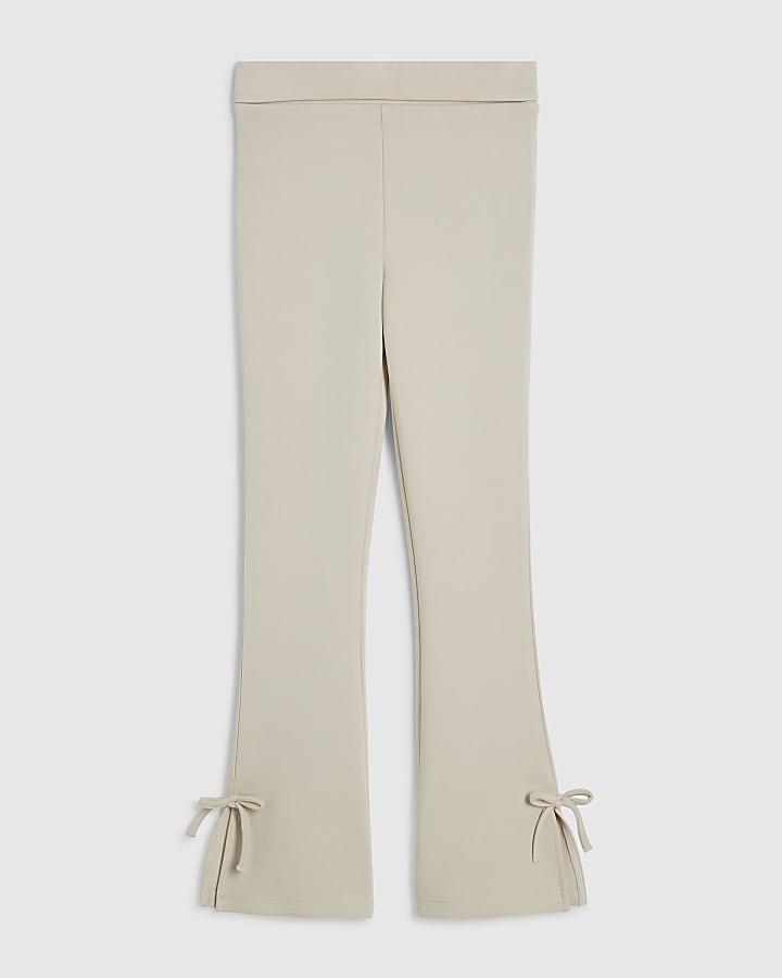 Girls Cream Premium Fold Over Flared Trousers