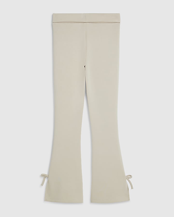 Girls Cream Premium Fold Over Flared Trousers