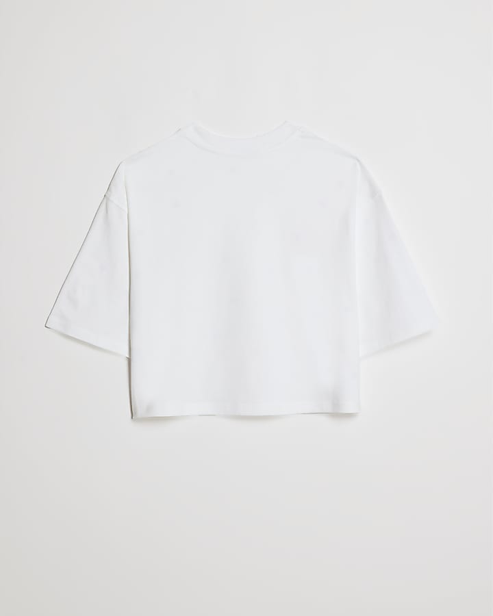 Girls White Studded Crop Top