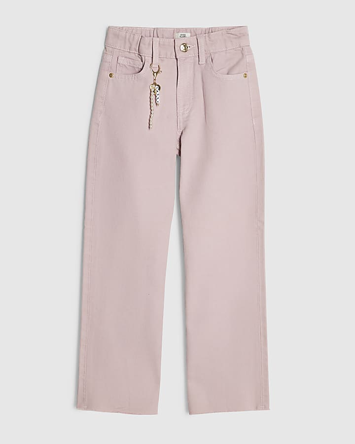 Girls Pink Straight Leg Charm Jeans