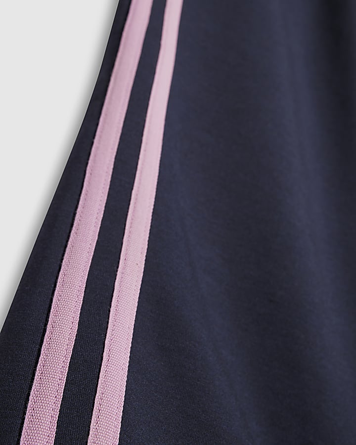 Girls Navy Side Stripe Joggers