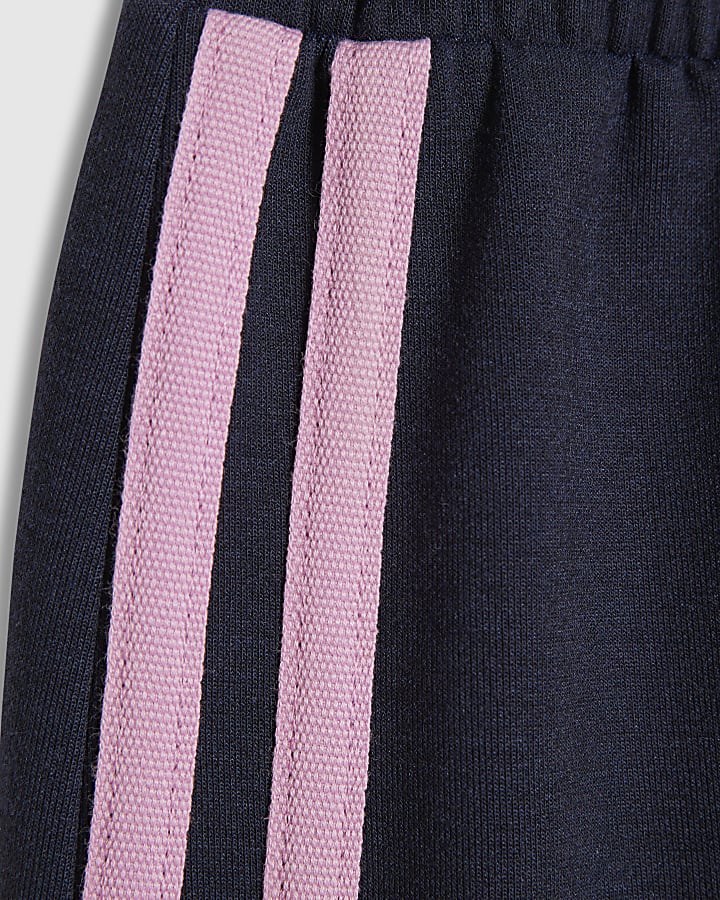 Girls Navy Side Stripe Joggers