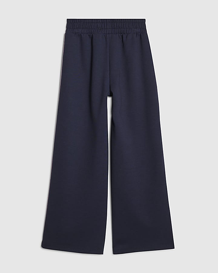 Girls Navy Side Stripe Joggers