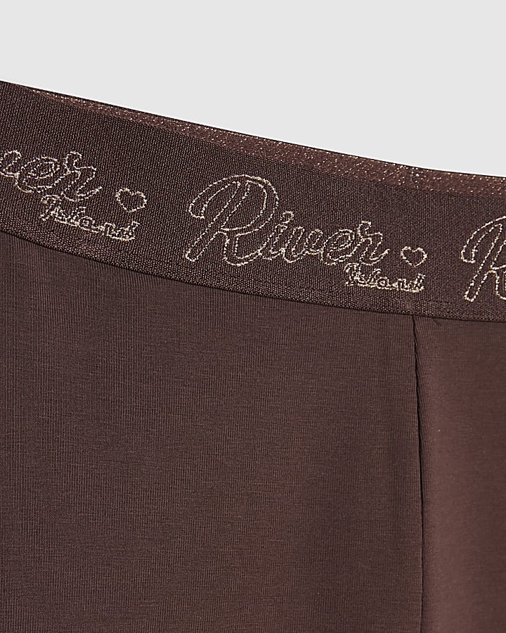 Girls Brown RI Flared Leggings