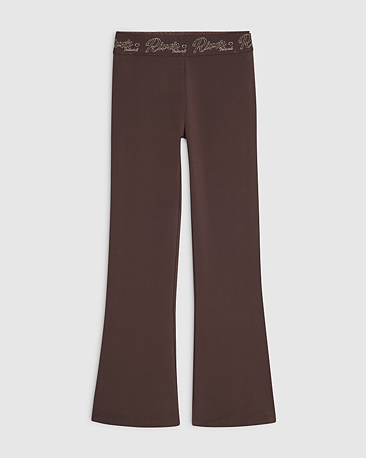 Girls Brown RI Flared Leggings