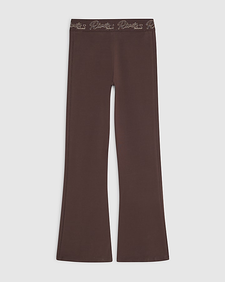 Girls Brown RI Flared Leggings