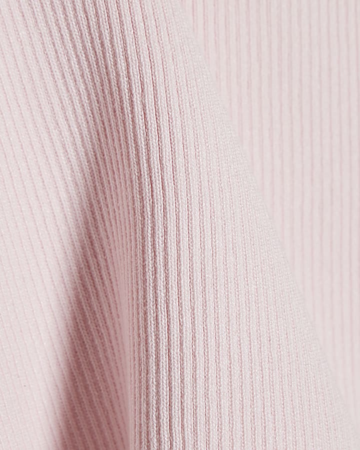 Girls Pink Cut Out Shoulder Bow Top