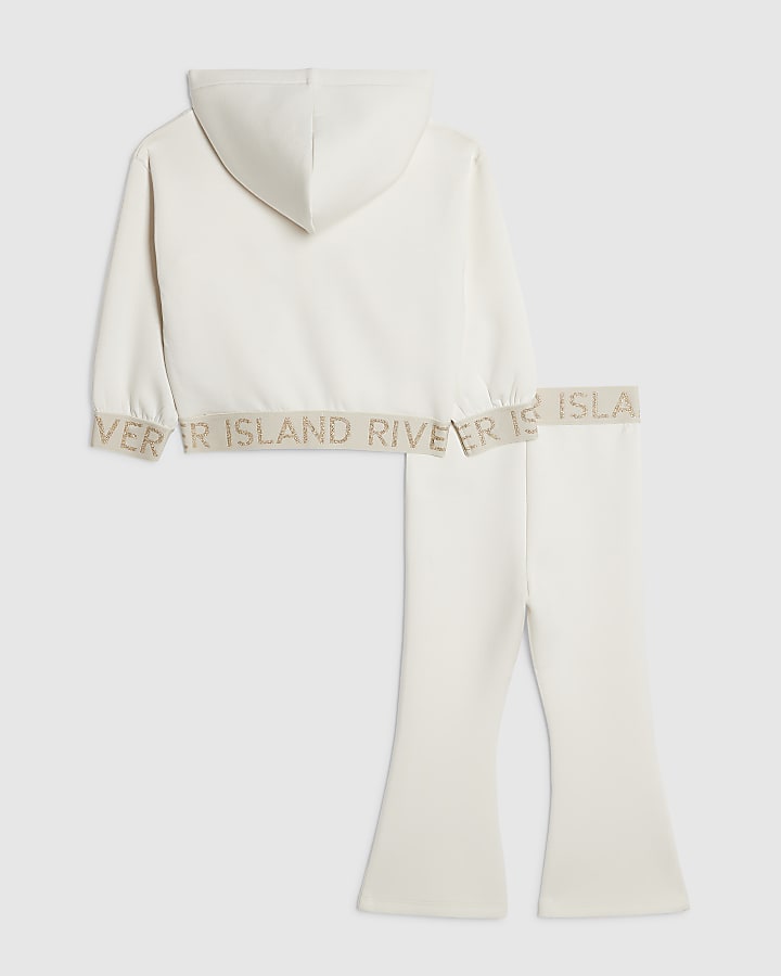 Mini Girls Cream Premium Zip Hoodie Set