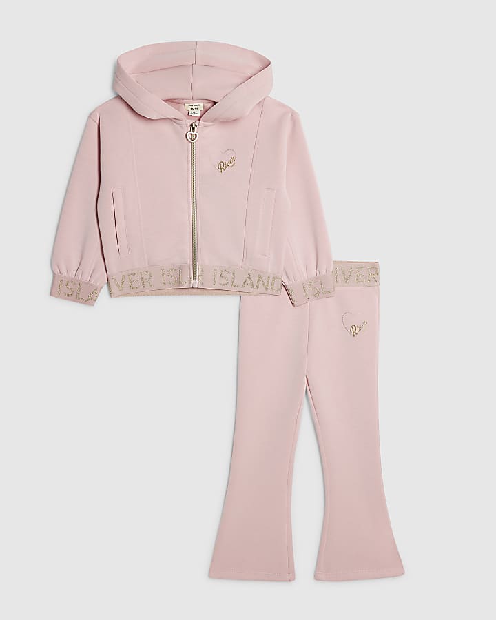 Mini Girls Pink Premium Zip Hoodie Set