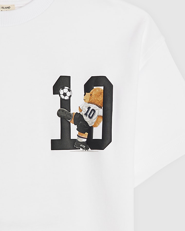 Mini Boys White 10 Football Bear T-Shirt