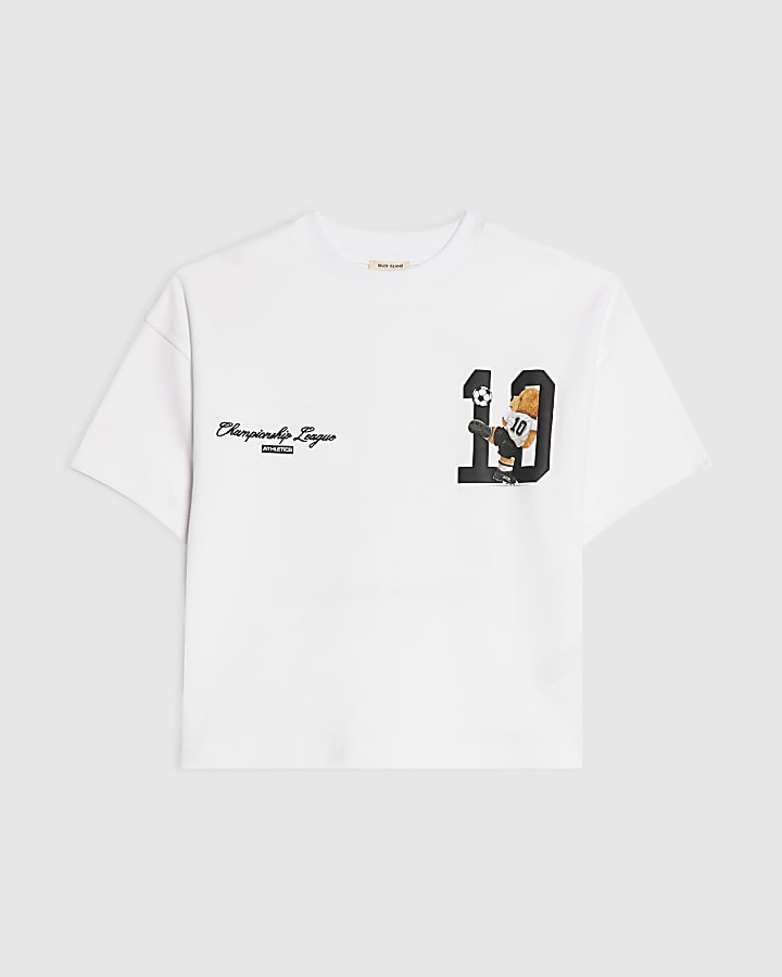 Mini Boys White 10 Football Bear T-Shirt