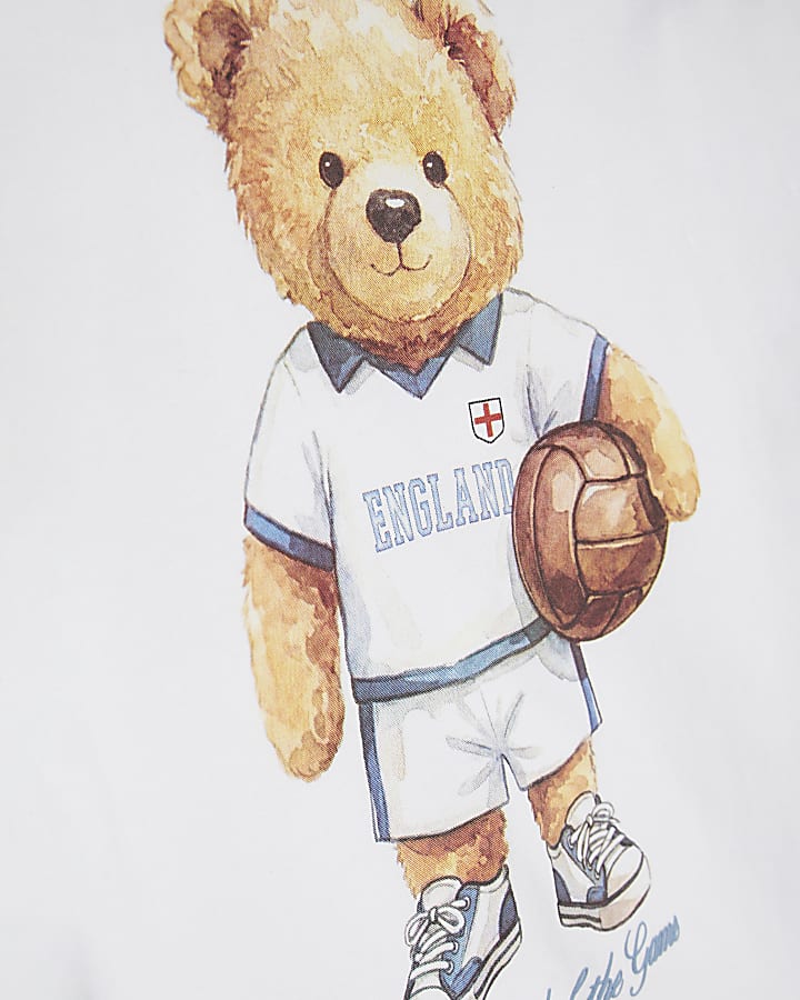 Mini Boys White England Bear T-Shirt