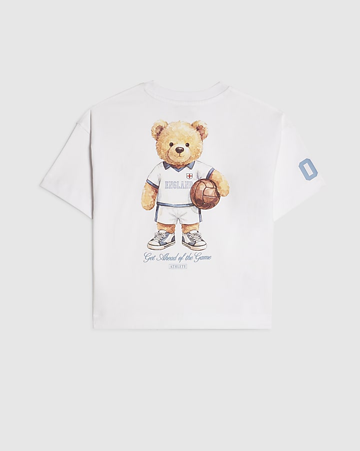 Mini Boys White England Bear T-Shirt