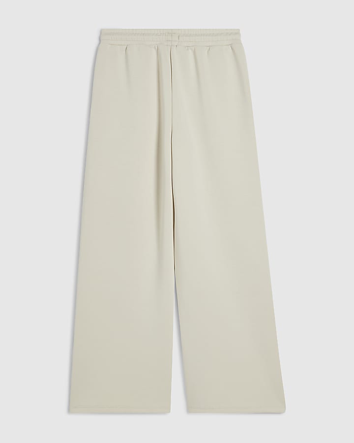 Girls Cream Premium Wide Leg Trousers