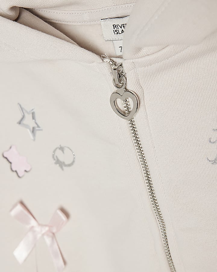 Girls White Icon Print Lace Hoodie