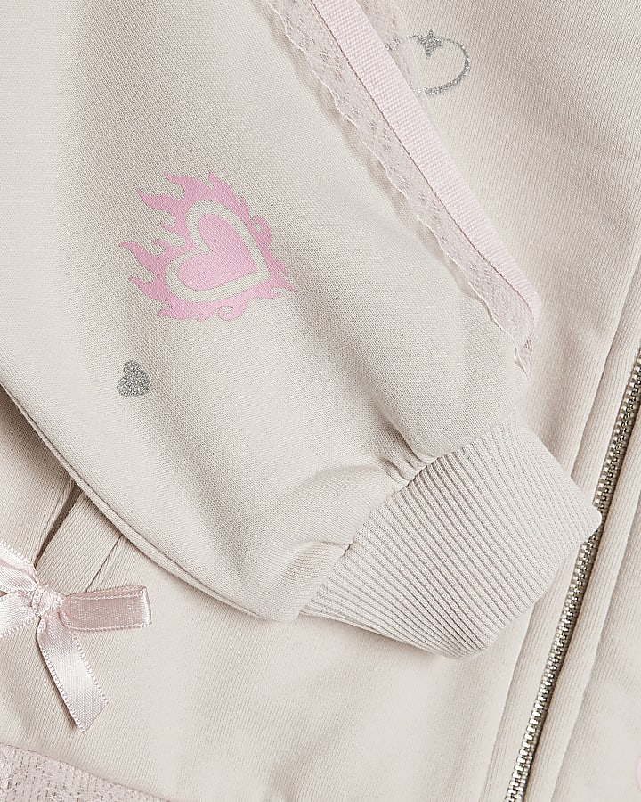 Girls White Icon Print Lace Hoodie