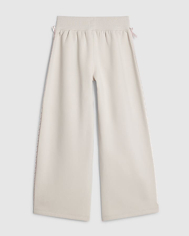 Girls White Icon Print Lace Joggers