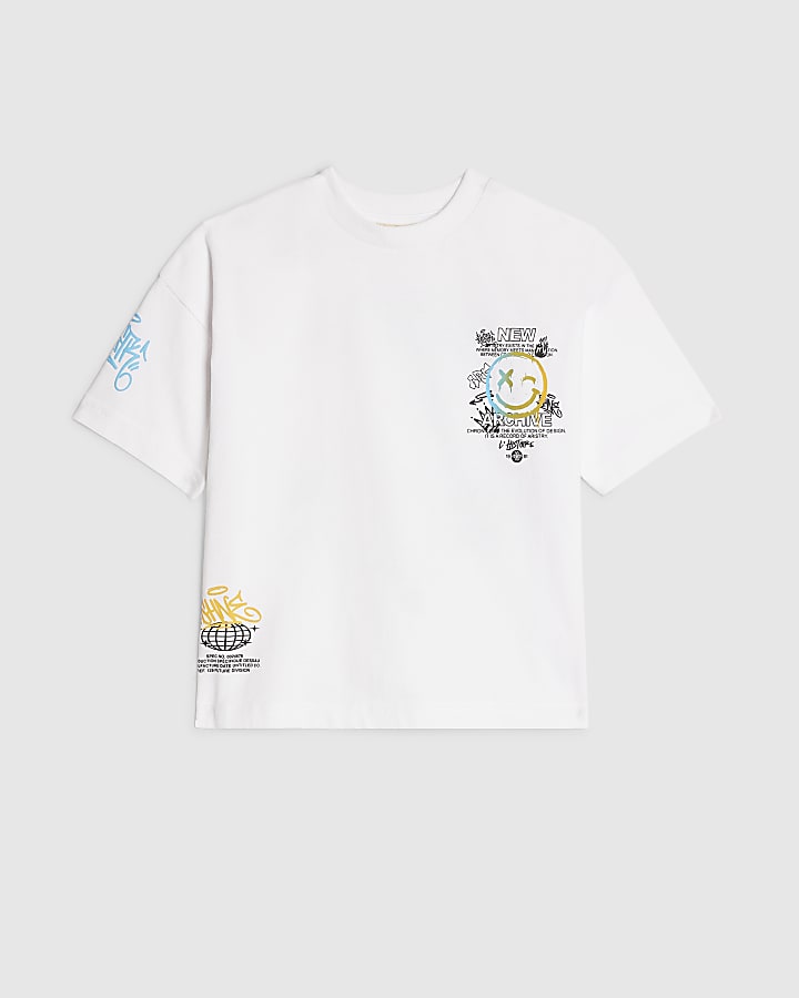 Mini Boys White Graffiti Bear T-Shirt