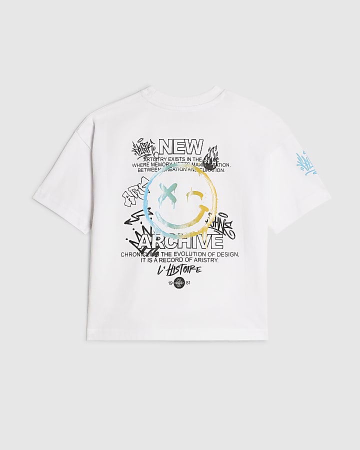 Mini Boys White Graffiti Bear T-Shirt