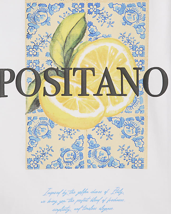 Mini Boys White Positano Lemon T-Shirt