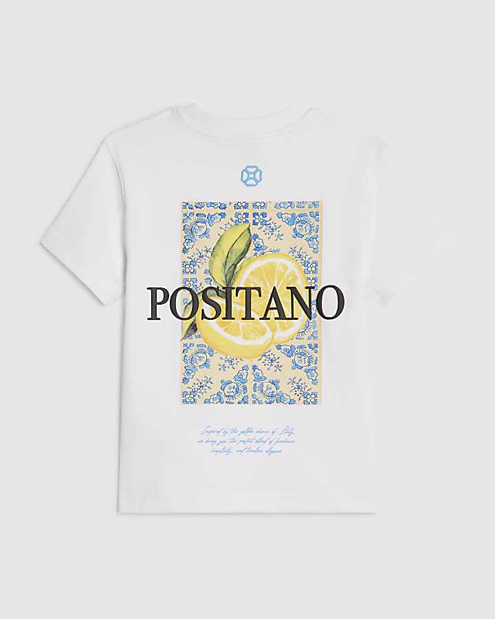Mini Boys White Positano Lemon T-Shirt