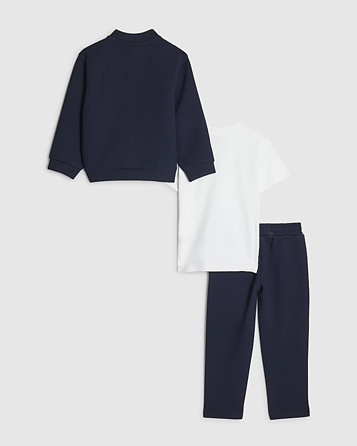 Mini Boys Navy Bomber Jacket 3 Piece Set