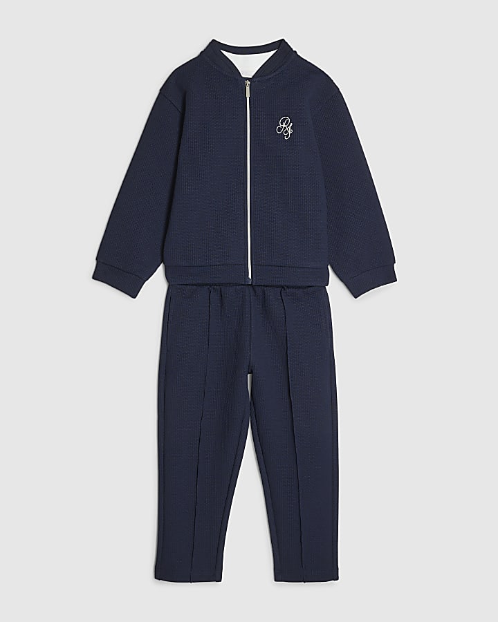 Mini Boys Navy Bomber Jacket 3 Piece Set