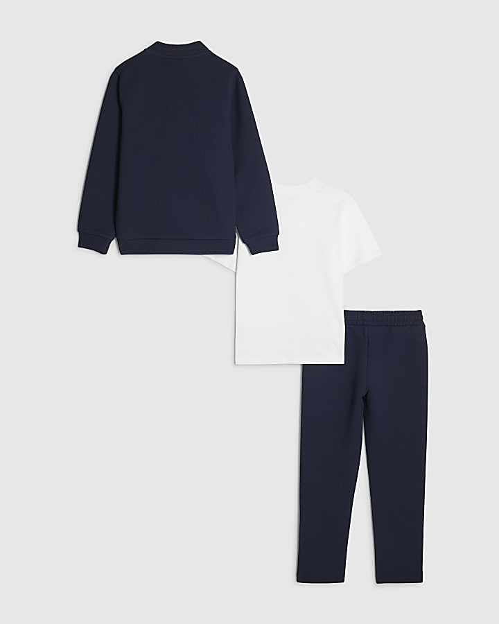 Boys Navy Bomber Jacket 3 Piece Set