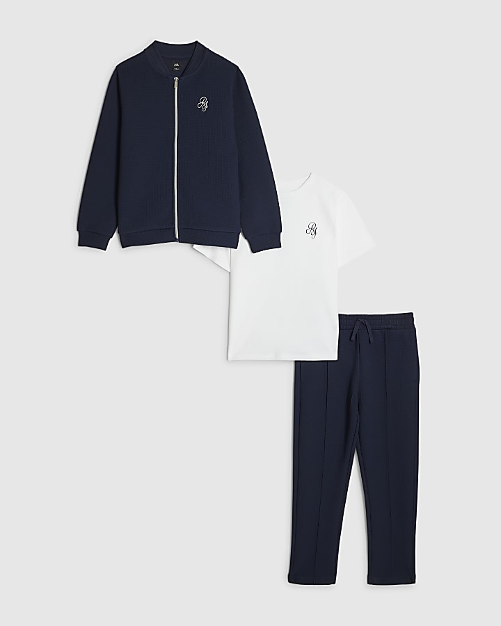 Boys Navy Bomber Jacket 3 Piece Set