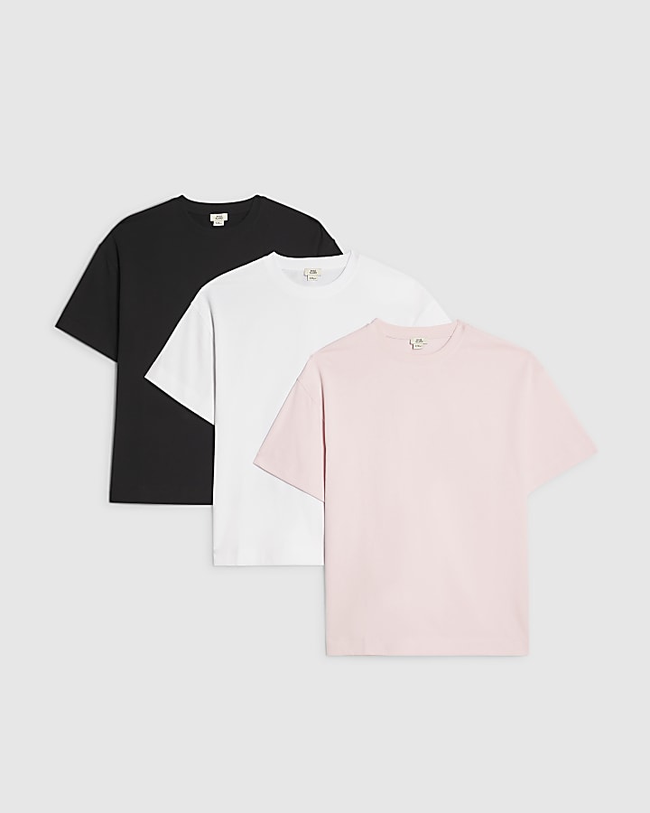 Girls Pink RI Graphic Pack Of 3 T-Shirt