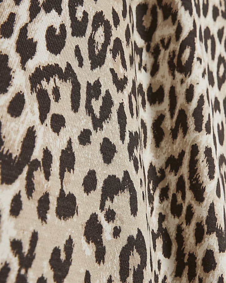 Girls Brown Leopard Print T-Shirt Set