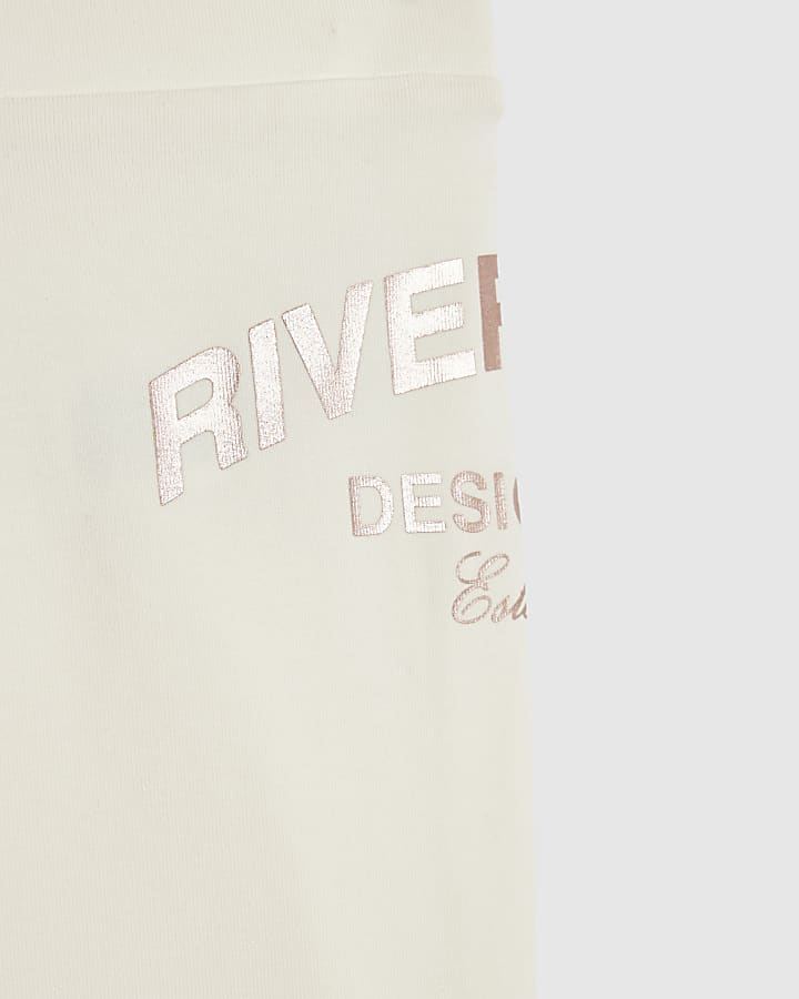 Girls Cream Metallic RI Cycle Shorts Set