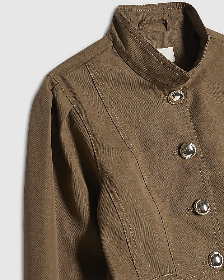 Girls Khaki Twill Buttoned Jacket