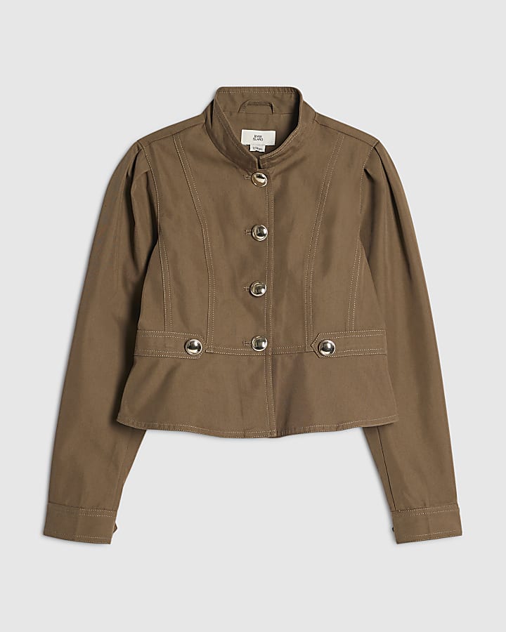 Girls Khaki Twill Buttoned Jacket