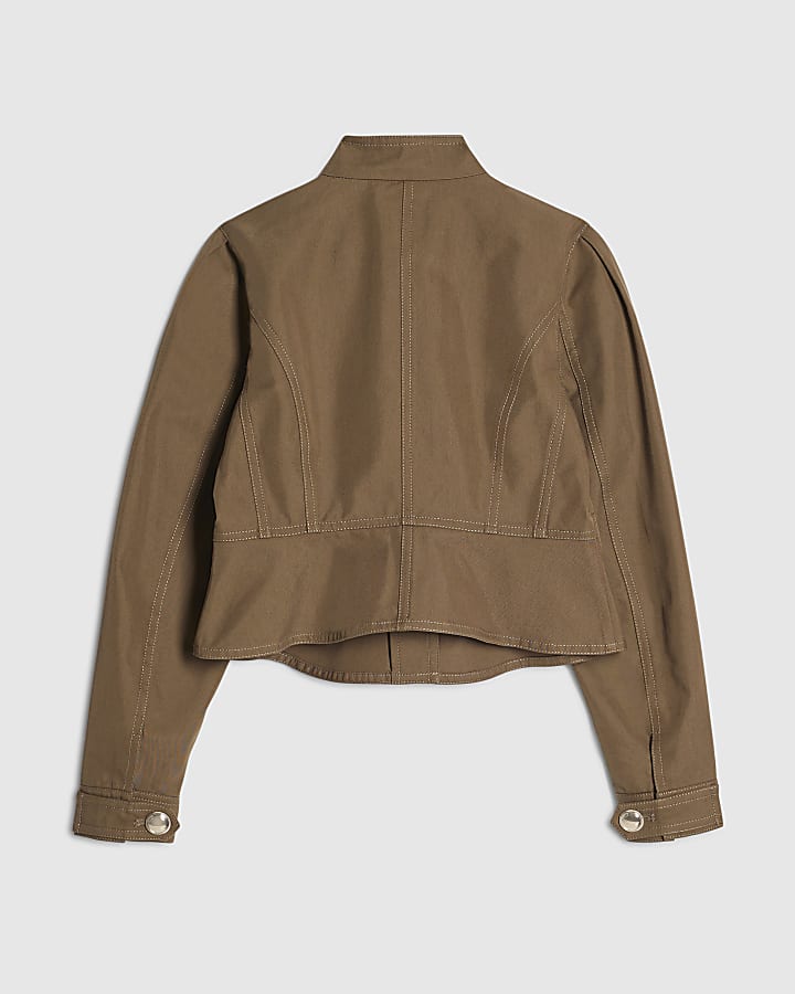 Girls Khaki Twill Buttoned Jacket
