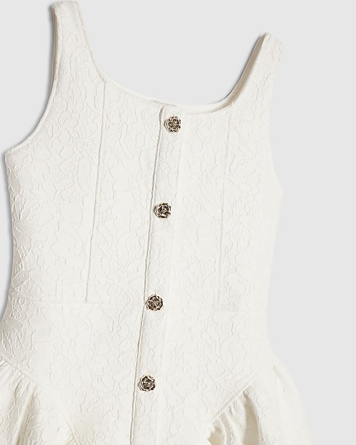 Girls White Lace Scuba Dress